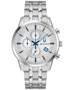 �u���o �����Y �A�N�Z�T���[ �r���v T�V���c Bulova Men's Chronograph Classic Sutton Stainless Steel Bracelet Watch 41mm Silver �V���o�[