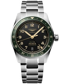 【送料無料】 ロンジン メンズ 腕時計 アクセサリー Men's Swiss Automatic Spirit Zulu Time Stainless Steel Bracelet Watch 39mm Silver And Green Ceramic Bezel