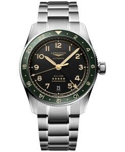 W Y ANZT[ rv TVc Longines Men's Swiss Automatic Spirit Zulu Time Stainless Steel Bracelet Watch 39mm Silver And Green Ceramic Bezel O[