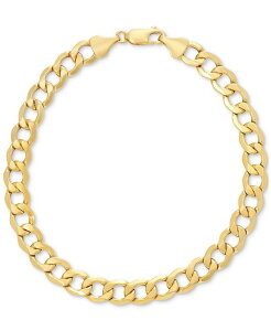 yz C^A S[h Y uXbgEoOEANbg ANZT[ Men's Beveled Curb Link Chain Bracelet in 10k Gold Yellow Gold