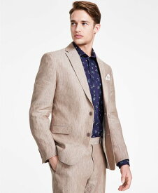 【送料無料】 バースリー メンズ ジャケット・ブルゾン アウター Men's Slim-Fit Linen Suit Jackets Tan Pinstripe