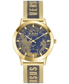 【送料無料】 ヴェルサス ヴェルサーチ メンズ 腕時計 アクセサリー Men's Barbes Domus Two-Tone Stainless Steel Mesh Bracelet Watch 40mm Gold/Blue