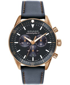���o�h �����Y �A�N�Z�T���[ �r���v ���U�[ Movado Men's Calendoplan S Swiss Quartz Chronograph Gray Leather Strap Watch 42mm Gray �O���[