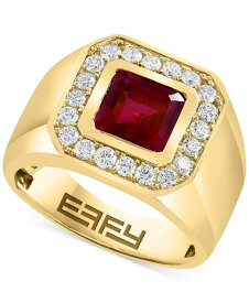 【送料無料】 エフィー メンズ リング アクセサリー EFFY&reg; Men's Lab Grown Ruby (8-1/8 ct. t.w.) & Lab Grown Diamond (5/8 ct. t.w.) Halo Ring in 14k Gold 14K Gold