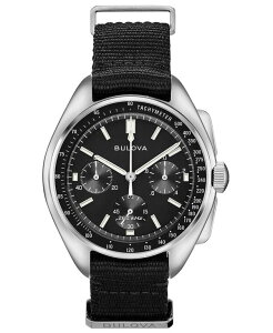 �u���o �����Y �A�N�Z�T���[ �r���v �|���G�X�e�� Bulova Men's Chronograph Lunar Pilot Archive Series Black Polyester Strap Watch 45mm Black �u���b�N