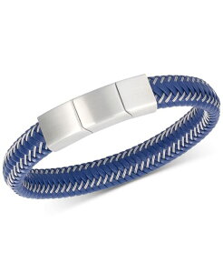 V AC X~X Y ANZT[ uXbgEoOEANbg TVc U[ LEGACY for MEN by Simone I. Smith Men's Blue Leather Braided Bracelet in Stainless Steel Blue u[