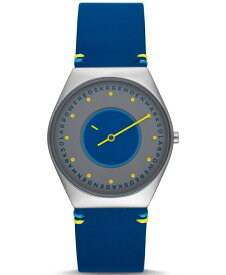 【送料無料】 スカーゲン メンズ 腕時計 アクセサリー Men's Grenen Solar Halo Ocean Blue Leather Watch 37mm Blue