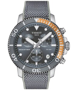 �e�B�\�b�g �����Y �A�N�Z�T���[ �r���v Tissot Men's Swiss Chronograph Seastar 1000 Gray Textile Strap Watch 46mm No Color �O���[