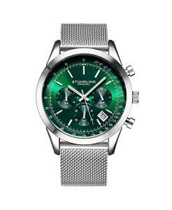 �X�g�D�[�����O �����Y �A�N�Z�T���[ �r���v Stuhrling Men's Monaco Silver-tone Mixed Metal Green Dial 44mm Round Watch Silver-tone �V���o�[