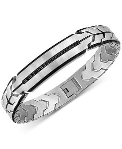 GXN@CA Y ANZT[ uXbgEoOEANbg TVc Esquire Men's Jewelry Black Diamond Chevron Link Bracelet (1/4 ct. t.w.) in Stainless Steel Silver-Tone Vo[
