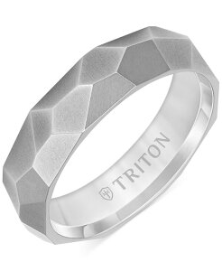 gg Y ANZT[ O Triton Men's Faceted Brush Finish Wedding Band in Titanium Gray O[