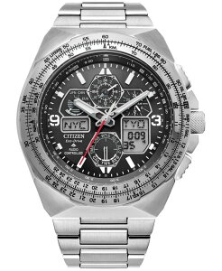 �V�`�Y�� �����Y �A�N�Z�T���[ �r���v T�V���c Citizen Eco-Drive Men's Chronograph Promaster Skyhawk Stainless Steel Bracelet Watch 46mm Silver-tone �V���o�[