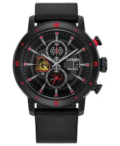 V`Y Y ANZT[ rv U[ Citizen Eco-Drive Men's Chronograph Star Wars Darth Vader Black Leather Strap Watch 44mm