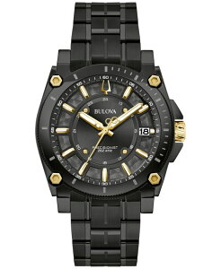 uo Y ANZT[ rv TVc Bulova Men's Precisionist Icon Black-Tone Stainless Steel Bracelet Watch 40mm Black ubN