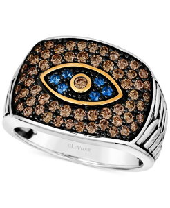 �� ���@�� �����Y �A�N�Z�T���[ �����O Le Vian Chocolatier Men's Blueberry Sapphire (1/6 ct. t.w.) & Chocolate Diamond (1-1/4 ct. t.w.) Evil Eye Ring in 14k Two-Tone White Gold �z���C�g