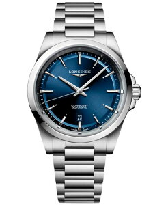 �����W�� �����Y �A�N�Z�T���[ �r���v T�V���c Longines Men's Swiss Automatic Conquest Stainless Steel Bracelet Watch 41mm No Color