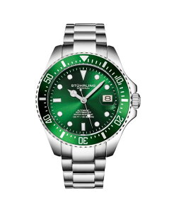 �X�g�D�[�����O �����Y �A�N�Z�T���[ �r���v T�V���c Stuhrling Men's Japanese Seiko NH35 Automatic Self Wind Movement Diver Watch Stainless Steel Bracelet Green �O���[��