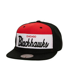 【送料無料】 ミッチェル&ネス メンズ 帽子 アクセサリー Men's Black Distressed Chicago Blackhawks Retro Script Colorblock Snapback Hat Black