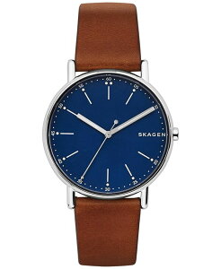�X�J�[�Q�� �����Y �A�N�Z�T���[ �r���v ���U�[ Skagen Men's Signatur Brown Leather Strap Watch 40mm SKW6355 Brown �u���E��