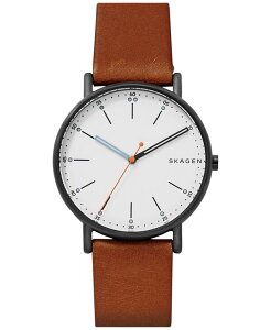 �X�J�[�Q�� �����Y �A�N�Z�T���[ �r���v ���U�[ Skagen Men's Signatur Brown Leather Strap Watch 40mm SKW6374 Brown �u���E��