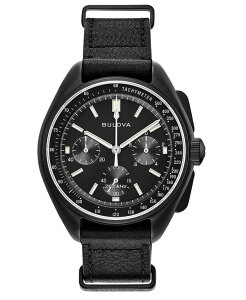 �u���o �����Y �A�N�Z�T���[ �r���v ���U�[ Bulova Men's Lunar Pilot Chronograph Black Leather Strap Watch 45mm No Color �u���b�N