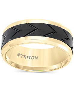 �g���g�� �����Y �A�N�Z�T���[ �����O Triton Men's Black Tread Design Band in Tungsten Carbide Tungsten �u���b�N