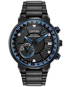 �V�`�Y�� �����Y �A�N�Z�T���[ �r���v T�V���c Citizen Eco-Drive Men's Satellite Wave GPS Black-Tone Stainless Steel Bracelet Watch 44mm Black �u���b�N