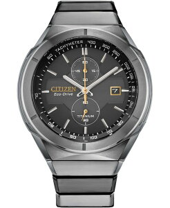 yz V`Y Y rv ANZT[ Men's Chronograph Armor Eco-Drive Silver-Tone Titanium Bracelet Watch 44mm Silver-tone