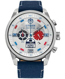 【送料無料】 シチズン メンズ 腕時計 アクセサリー Eco-Drive Men's Chronograph Star Wars R2-D2 Blue Nylon Strap Watch 45mm Blue