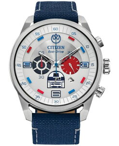 �V�`�Y�� �����Y �A�N�Z�T���[ �r���v �i�C���� Citizen Eco-Drive Men's Chronograph Star Wars R2-D2 Blue Nylon Strap Watch 45mm Blue �u���[