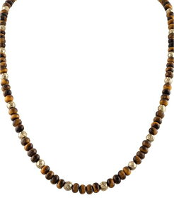 �u���o �����Y �A�N�Z�T���[ �r���v ���[�X Bulova Men's Marine Star Tiger's Eye Beaded 22 Necklace in 14k Gold-Plated Sterling Na �S�[���h