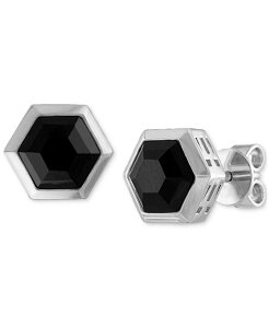 �u���o �����Y �A�N�Z�T���[ �r���v Bulova Men's Icon Black Spinel (1/10 ct. t.w.) Stud Earrings in Sterling Na �u���b�N