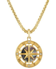 【送料無料】 ブロバ メンズ 腕時計 アクセサリー Men's Marine Star Diamond (1/20 ct. t.w.) Pendant Necklace in 14k Gold-Plated Sterling Silver 24" + 2" extender Na