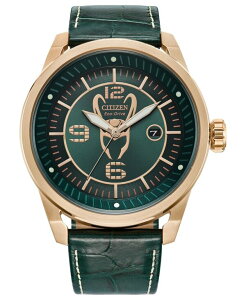 V`Y Y ANZT[ rv U[ Citizen Eco-Drive Men's Marvel Loki Green Leather Strap Watch 45mm