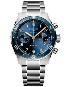 �����W�� �����Y �A�N�Z�T���[ �r���v T�V���c Longines Men's Swiss Automatic Chronograph Spirit Flyback Stainless Steel Bracelet Watch 42mm Silver And Blue Ceramic Bezel �u���[