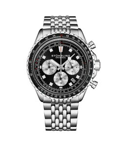 �X�g�D�[�����O �����Y �A�N�Z�T���[ �r���v T�V���c Stuhrling Men's Watch with Japan Chrono Movement Silver Stainless Steel Case Green Dial Black/Rose Bezel Stainless Steel beaded bracelet Black �u���b�N
