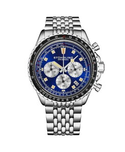 �X�g�D�[�����O �����Y �A�N�Z�T���[ �r���v T�V���c Stuhrling Men's Watch with Japan Chrono Movement Silver Stainless Steel Case Green Dial Black/Rose Bezel Stainless Steel beaded bracelet Blue �u���[