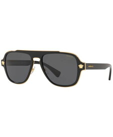 【送料無料】 ヴェルサーチ メンズ サングラス・アイウェア アクセサリー Men's Polarized Sunglasses VE2199 BLACK / POLAR GREY