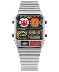 【送料無料】 シチズン メンズ 腕時計 アクセサリー Rebel Pilot Analog-Digital Silver-Tone Stainless Steel Bracelet Watch 33mm Silver-tone