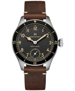 n~g Y ANZT[ rv U[ Hamilton Men's Khaki Aviation Pioneer Brown Leather Strap Watch 43mm Brown uE