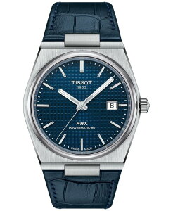 eB\bg Y ANZT[ rv U[ Tissot Men's Swiss Automatic PRX Powermatic 80 Blue Leather Strap Watch 40mm Blue u[