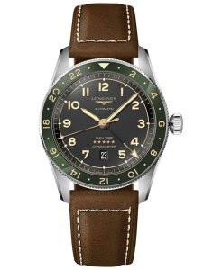 yz W Y rv ANZT[ Men's Swiss Automatic Spirit Zulu Time Brown Leather Strap Watch 42mm Black