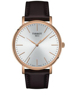 �e�B�\�b�g �����Y �A�N�Z�T���[ �r���v ���U�[ Tissot Men's Swiss Everytime Brown Leather Strap Watch 40mm Brown �u���E��