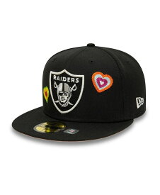 【送料無料】 ニューエラ メンズ 帽子 アクセサリー Men's Black Las Vegas Raiders Chain Stitch Heart 59FIFTY Fitted Hat Black