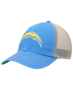 47 �u�����h �����Y �A�N�Z�T���[ �X�q '47 Brand Men's Powder Blue Natural Los Angeles Chargers Trawler Trucker Clean Up Snapback Hat Powder Blue Natural �u���[