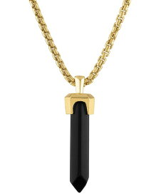 【送料無料】 ブロバ メンズ 腕時計 アクセサリー Men's Icon Black Onyx Pendant Necklace in 14k Gold-Plated Sterling Silver 24" + 2" extender Na