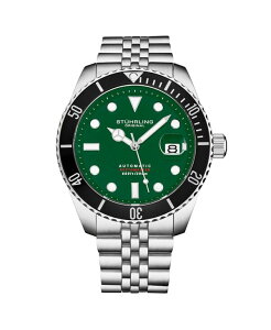�X�g�D�[�����O �����Y �A�N�Z�T���[ �r���v T�V���c Stuhrling Men's Automatic Dive Watch Stainless Steel Case Jubilee bracelet 20 ATM Water Resistant Seiko NH35 Movement Green �O���[��