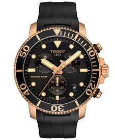 【送料無料】 ティソット メンズ 腕時計 アクセサリー Men's Swiss Chronograph Seastar 1000 Black Rubber Strap Diver Watch 45.5mm Black