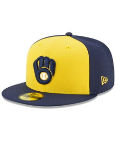 【送料無料】 ニューエラ メンズ 帽子 アクセサリー Milwaukee Brewers Authentic Collection 59FIFTY Fitted Cap LightNavy/Yellow