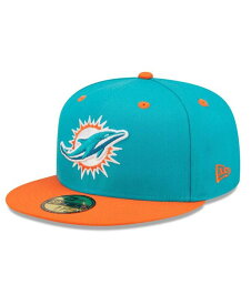 【送料無料】 ニューエラ メンズ 帽子 アクセサリー Men's Aqua Orange Miami Dolphins Flipside 59FIFTY Fitted Hat Aqua Orange